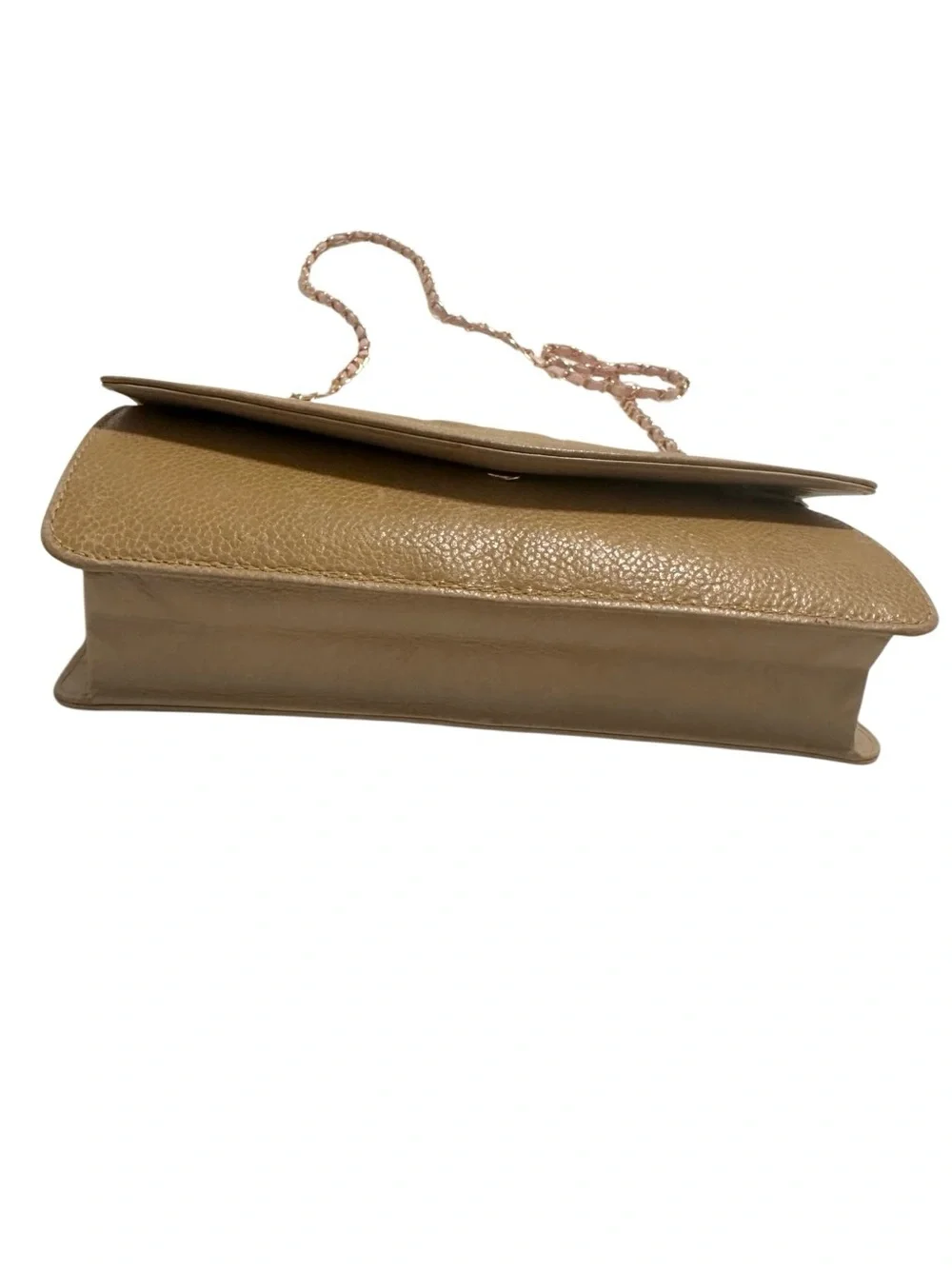 CHANEL Tan Quilted CC Leather Clutch